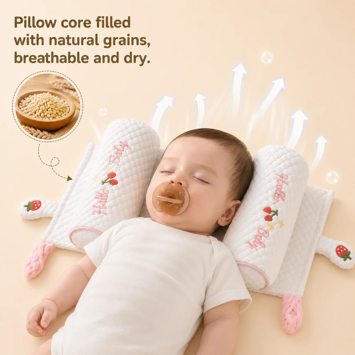 Almohada ajustable para moldear la cabeza del bebé