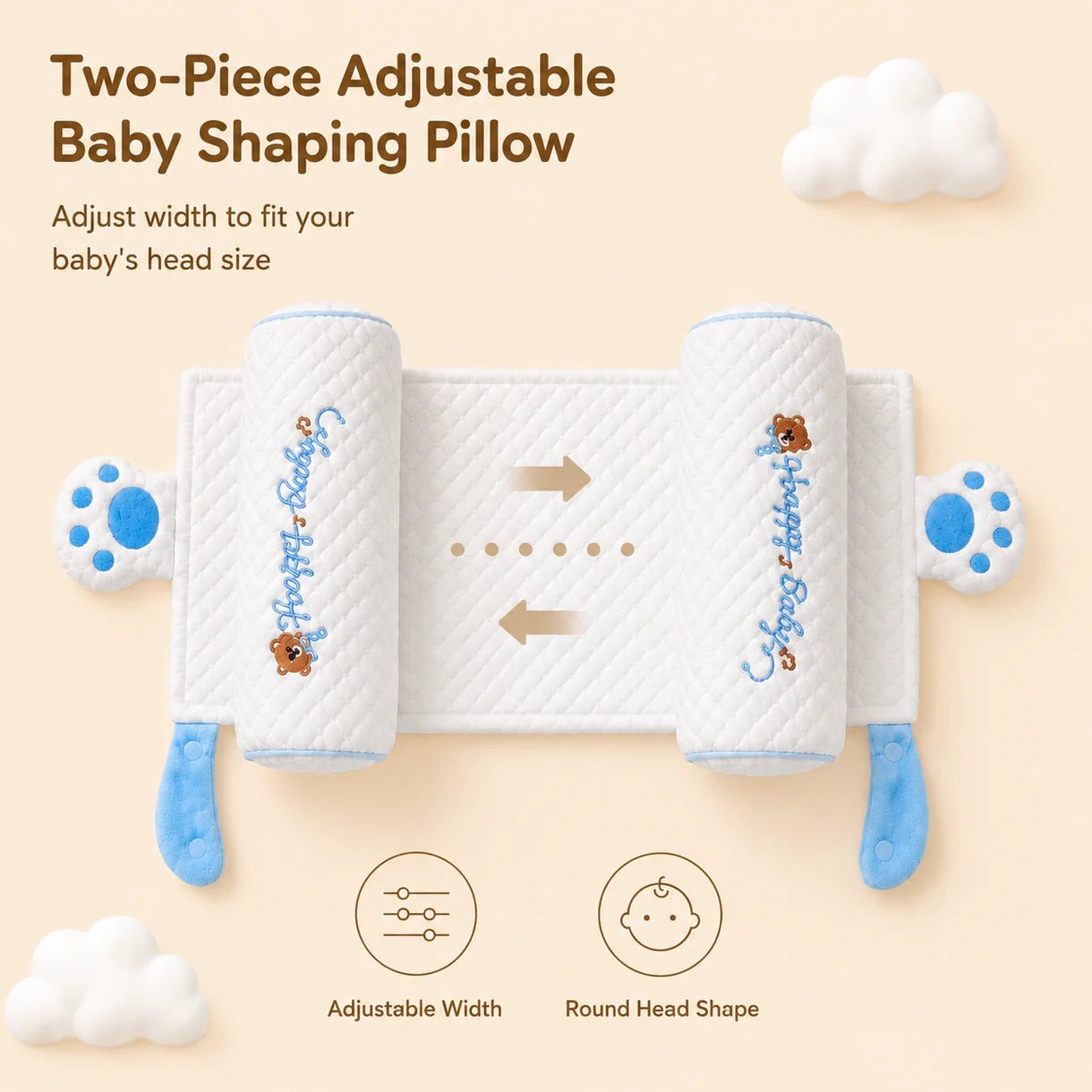 Almohada ajustable para moldear la cabeza del bebé